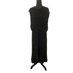 SILENCE + NOISE UO Sz M Black Semi-Sheer Oversized Maxi Dress Grunge‎ Whimsigoth